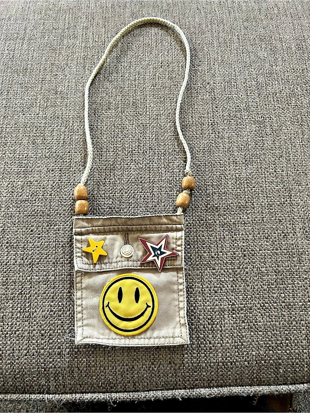 Tan & Yellow Embellished Pocket Crossbody Bag